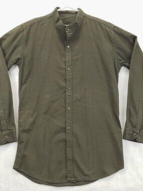 Porsche Shirt Mens Large Olive Green Long Sleeve 100% Cotton Classic Button-Up